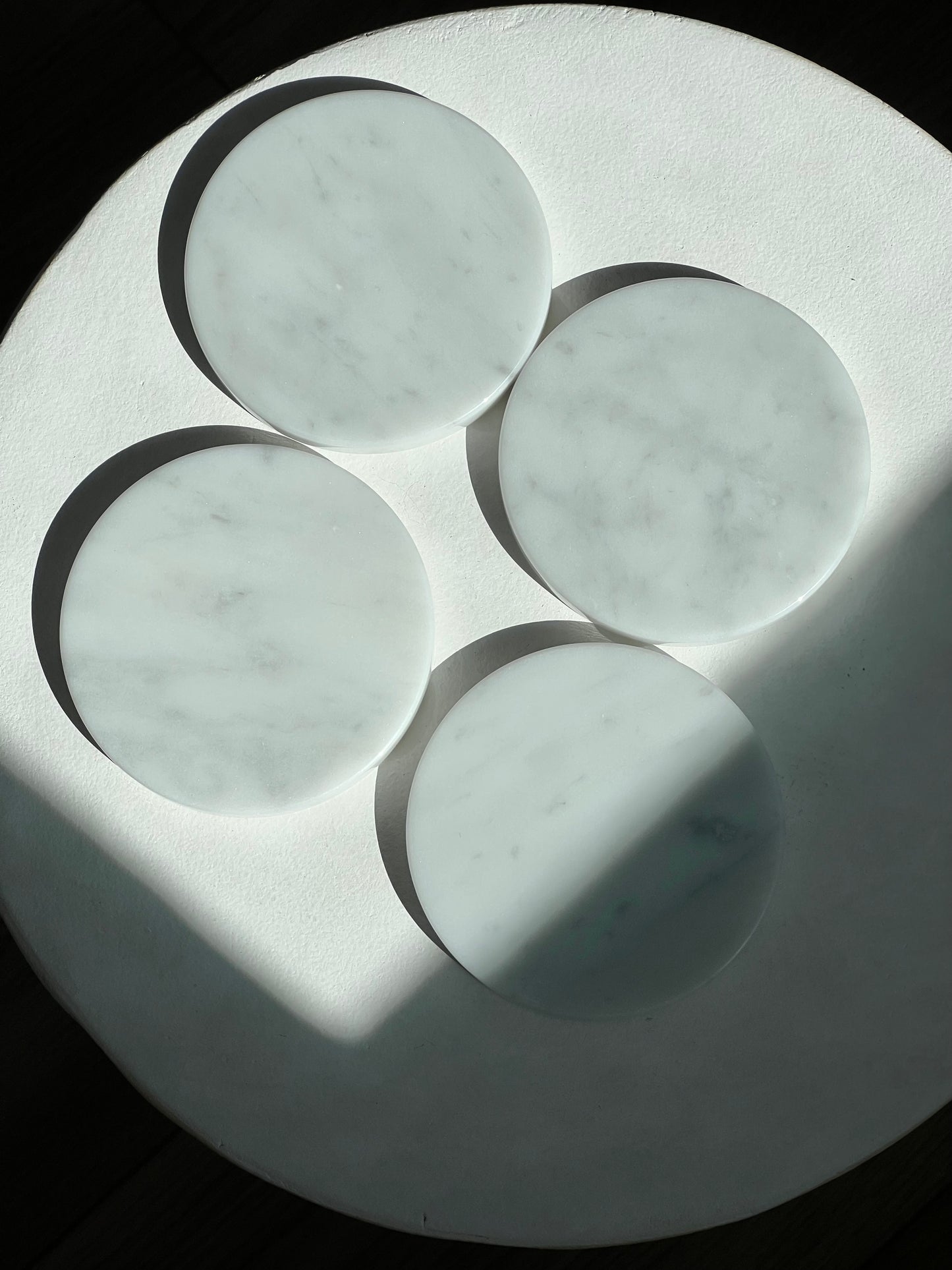 Carrara White Natural Marble Coasters Set of 4